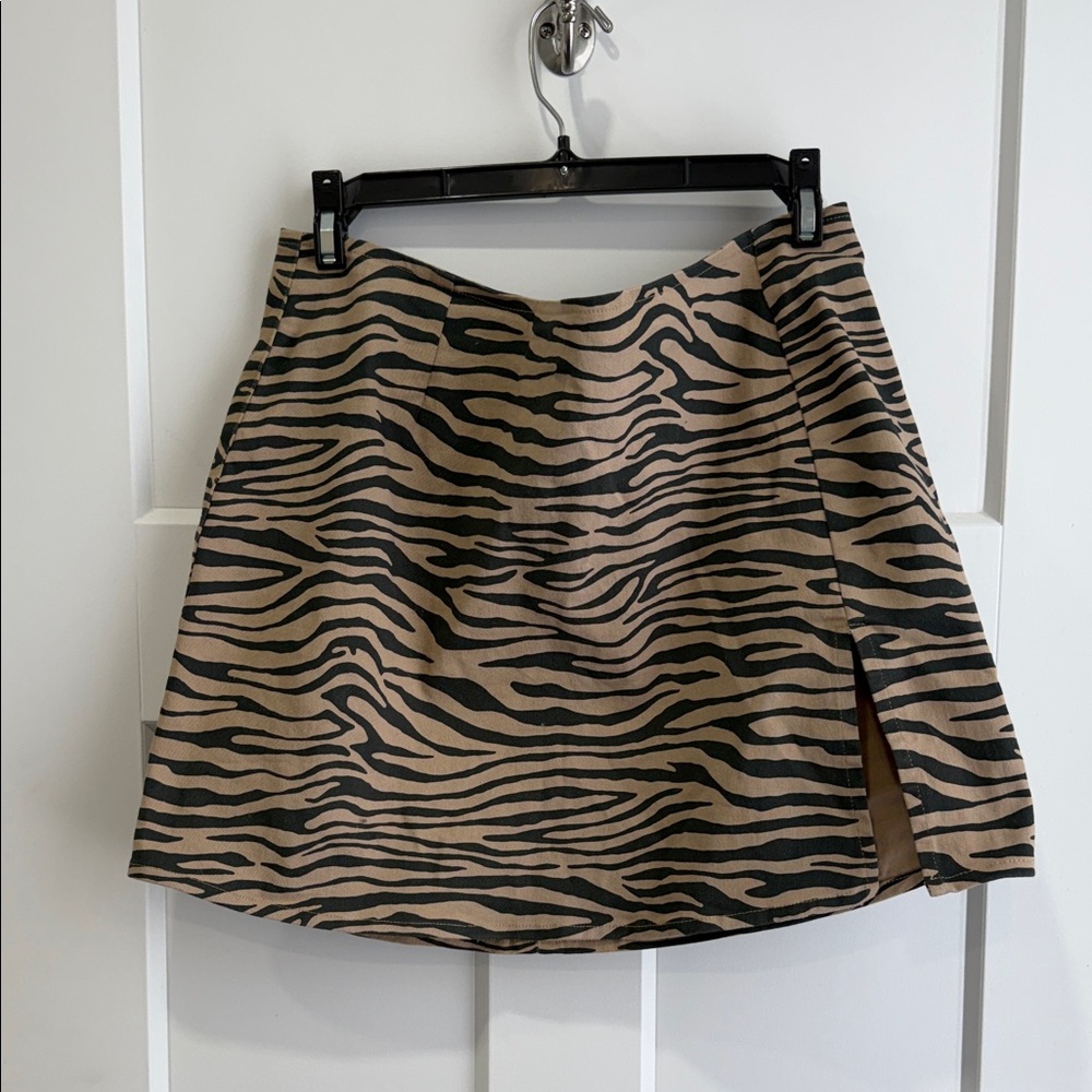 Motel Tan/Black Zebra Print Mini Skirt